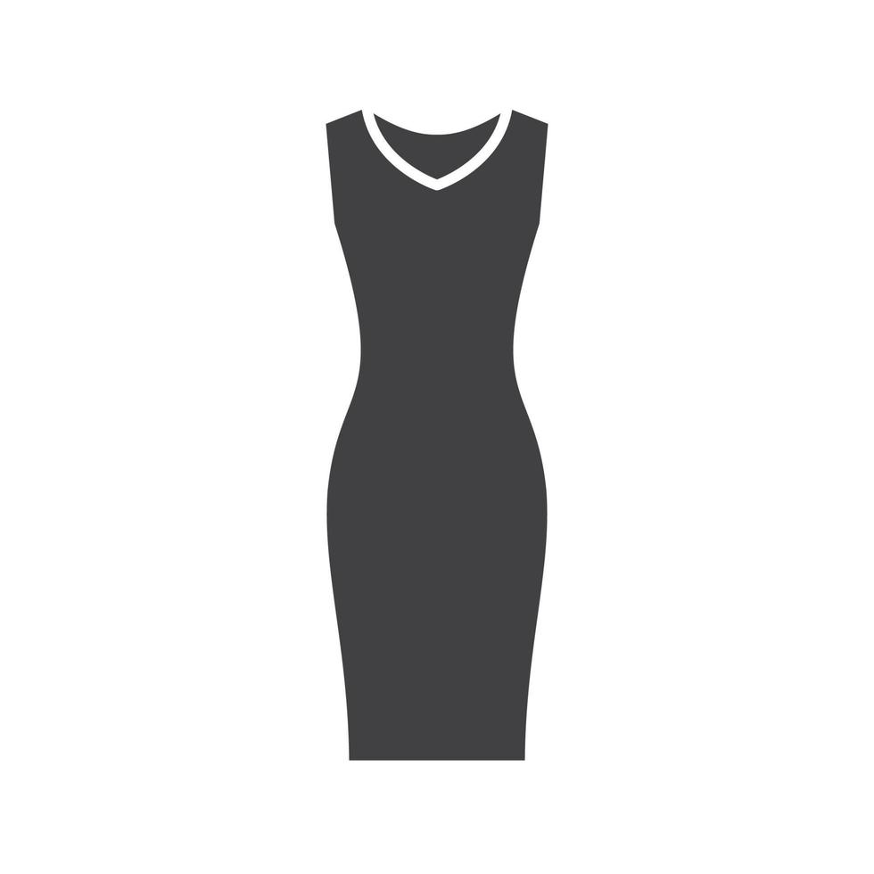 ícone de glifo de vestido de noite. símbolo da silhueta. vestido feminino sem mangas. espaço negativo. ilustração isolada do vetor