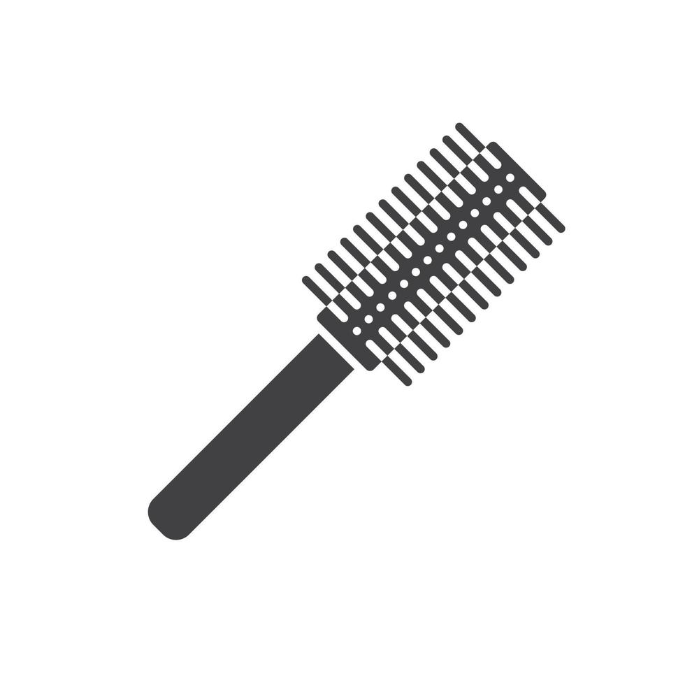 ícone de glifo de escova de cabelo. símbolo da silhueta. espaço negativo. ilustração isolada do vetor