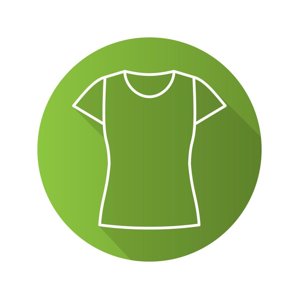 ícone de sombra longa plana linear de t-shirt feminino. símbolo de contorno de vetor