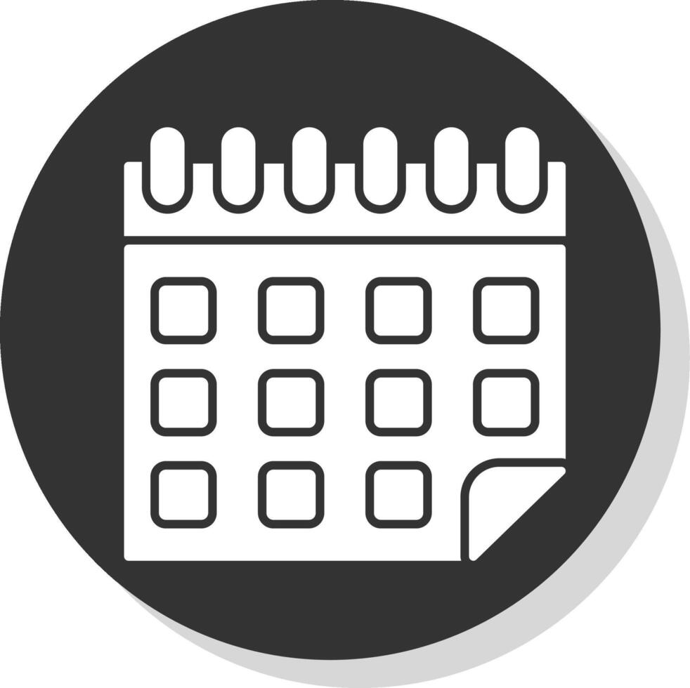 calendário glifo cinzento círculo ícone vetor