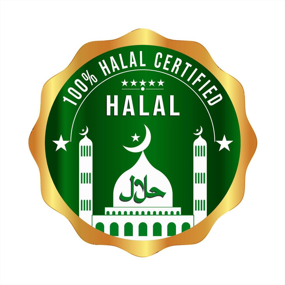 halal certificado logotipo, ícone, Distintivos e símbolo. halal Comida logotipo vetor