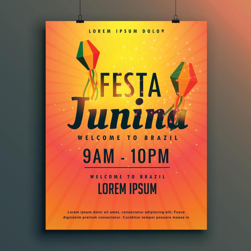 brasileiro festival do festa junina poster Projeto modelo vetor