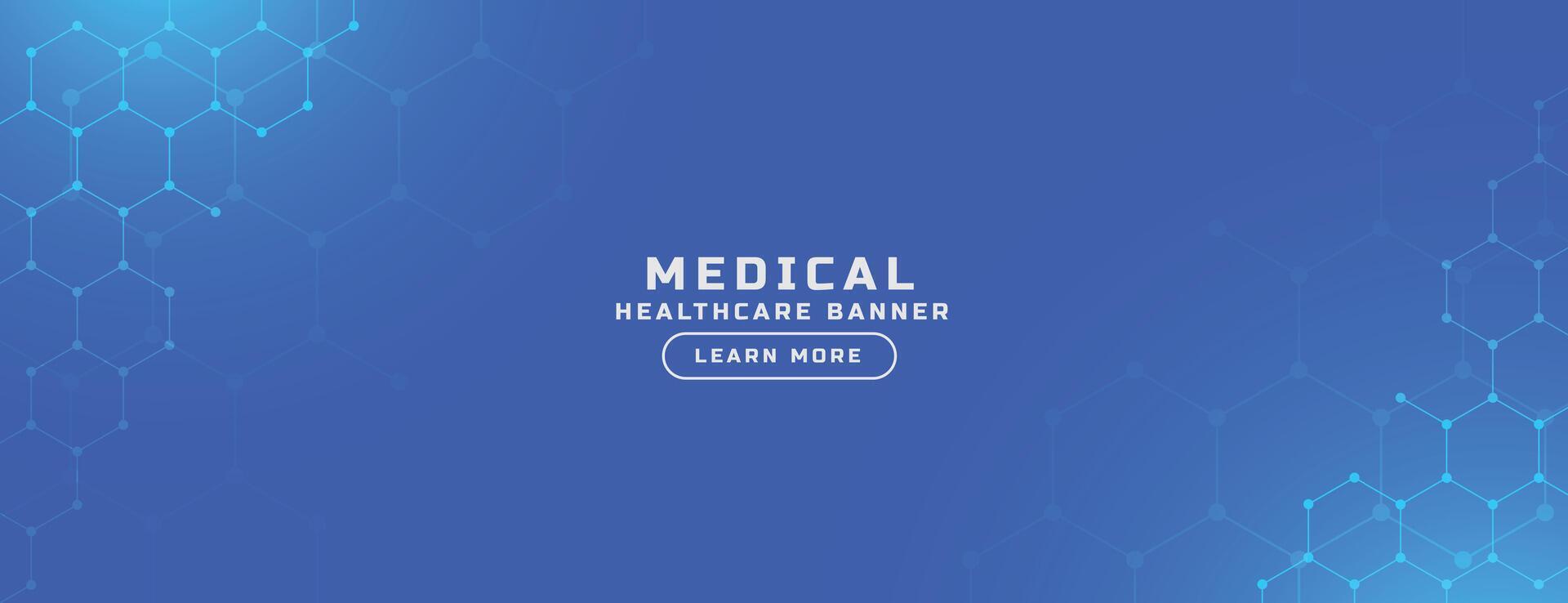 moderno médico Cuidado azul bandeira para farmacia ou laboratório pano de fundo vetor