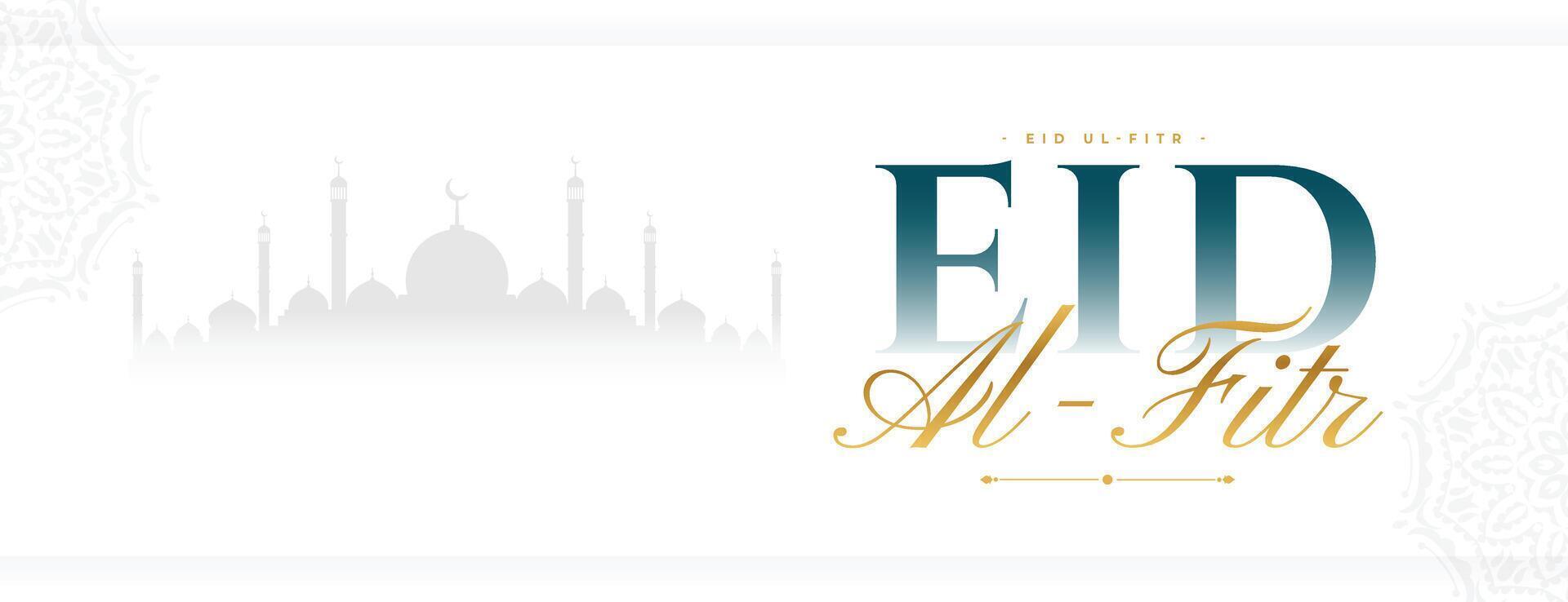 elegante eid al fitr festivo desejos papel de parede com islâmico mesquita vetor