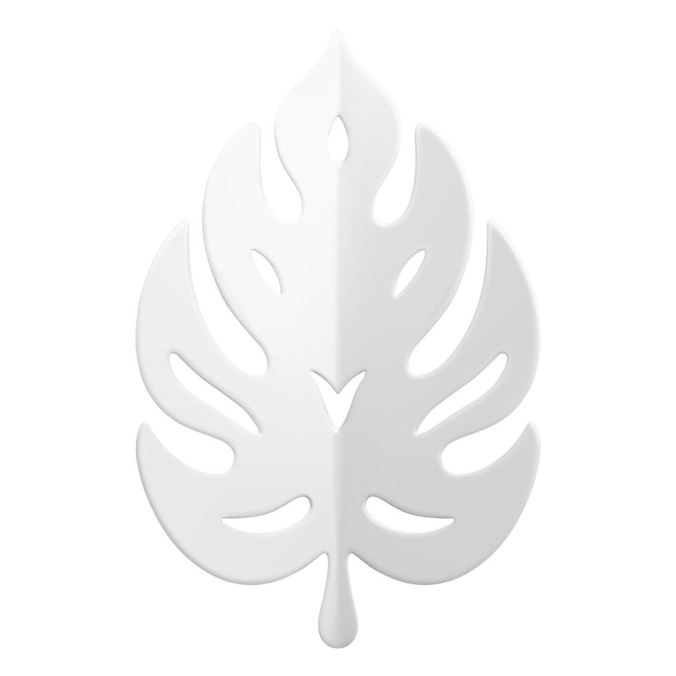 folha folhagem floresta tropical selva ornamental samambaia branco decorativo elemento 3d ícone realista vetor