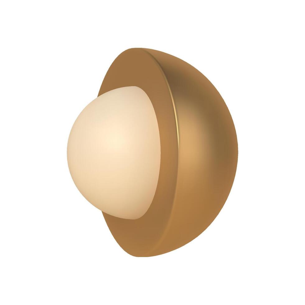 dourado hemisfério com 3d bola dentro modelo. abstrato escandinavo Projeto com realista branco recortar. vetor