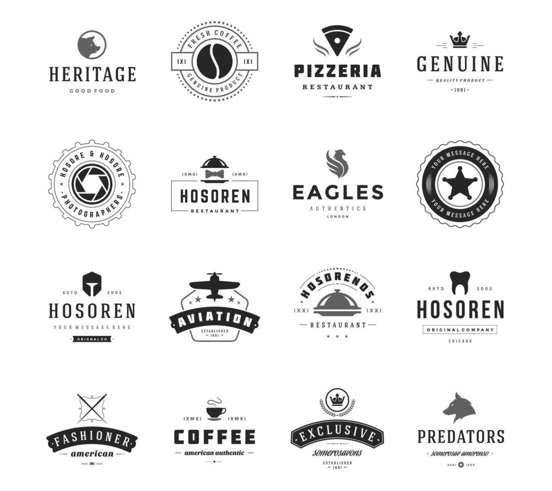 vintage logotipos Projeto modelos definir. vetor