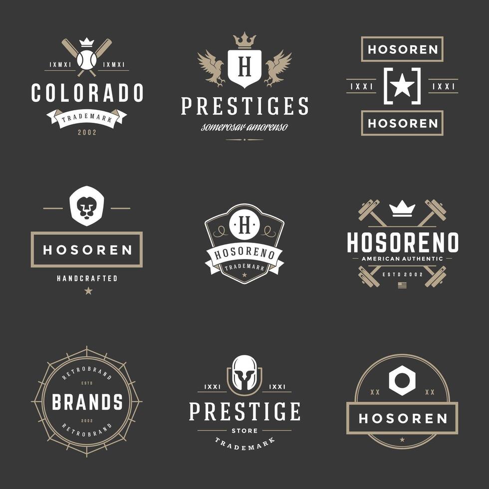 vintage logotipos Projeto modelos conjunto vetor