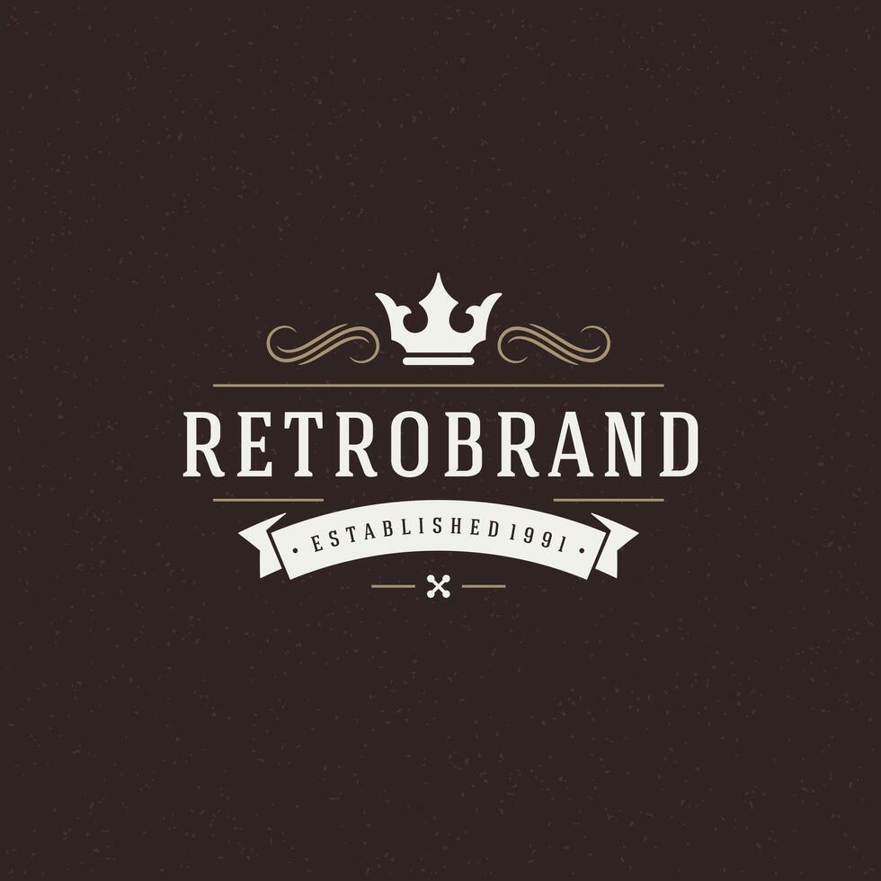 rei coroa logotipo modelo. Projeto elemento vintage estilo para logótipo vetor