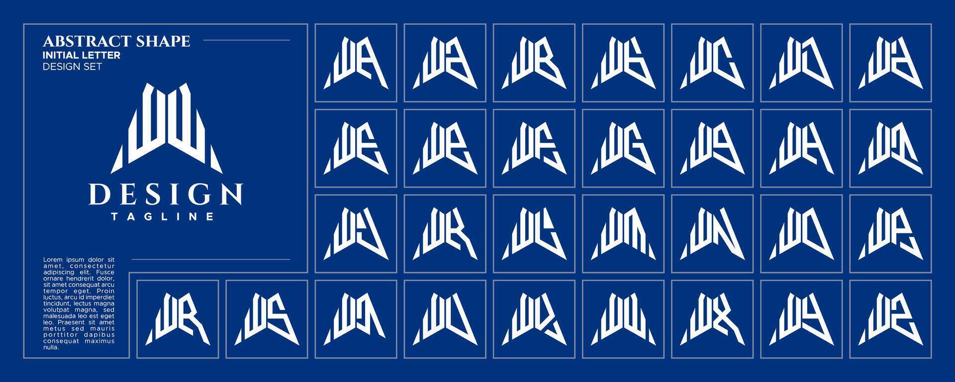 moderno abstrato inicial carta W ww logotipo Projeto agrupar vetor