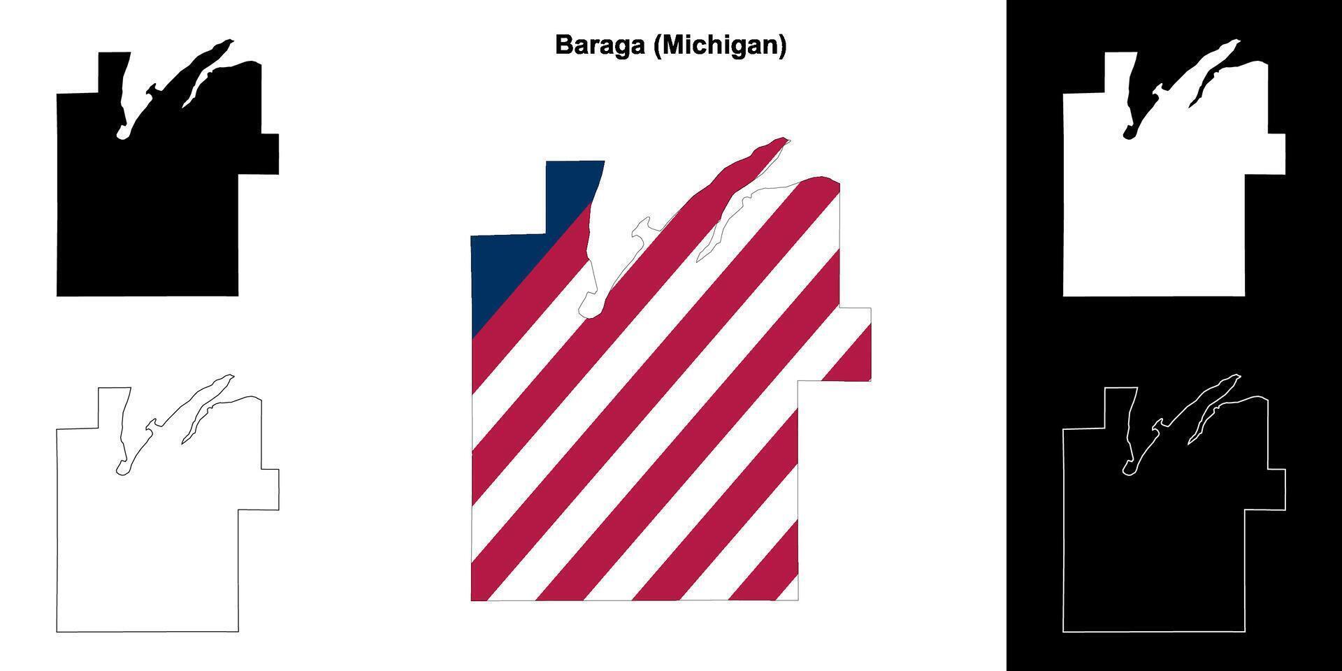 baraga condado, Michigan esboço mapa conjunto vetor