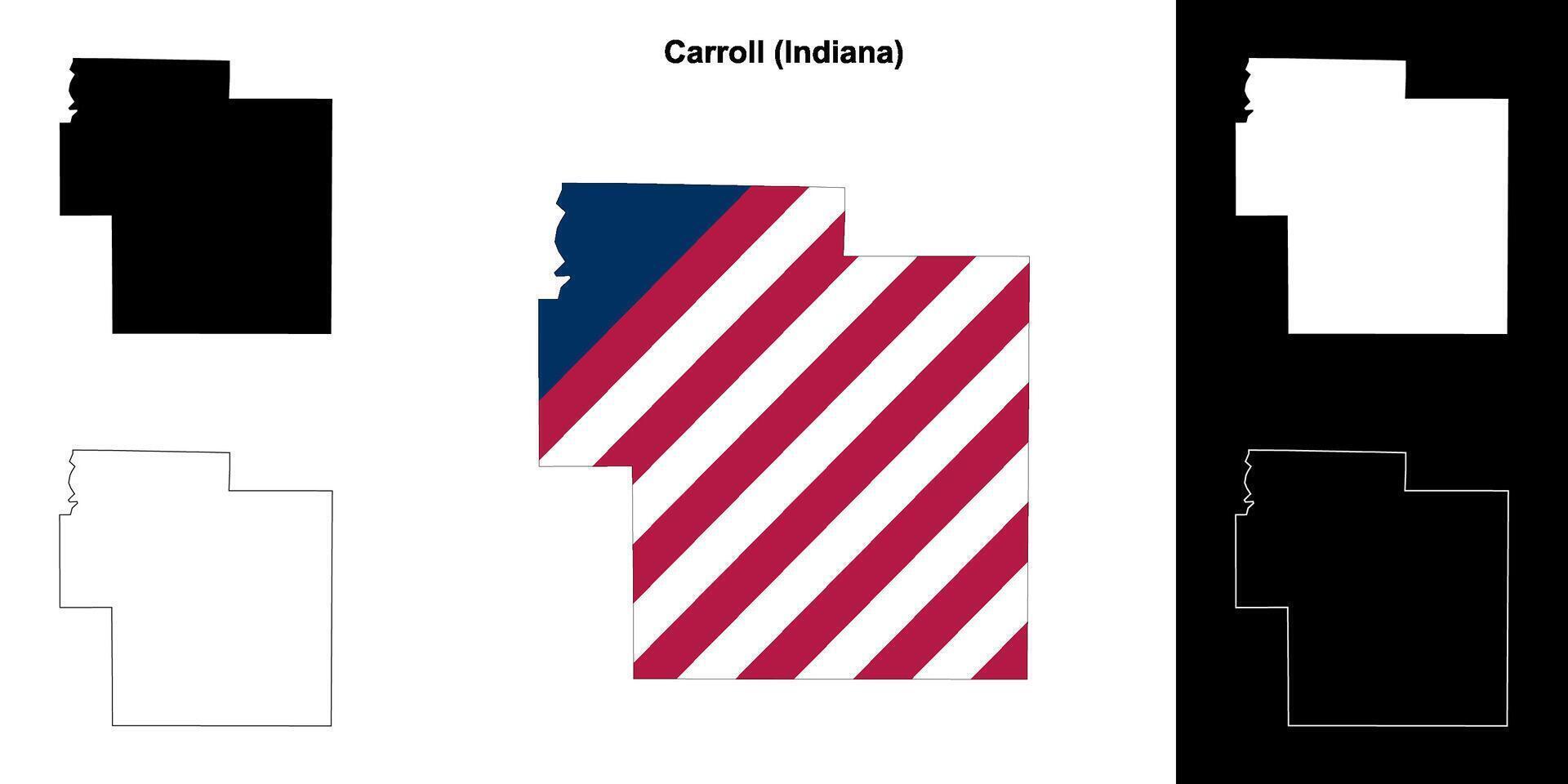 carroll condado, indiana esboço mapa conjunto vetor