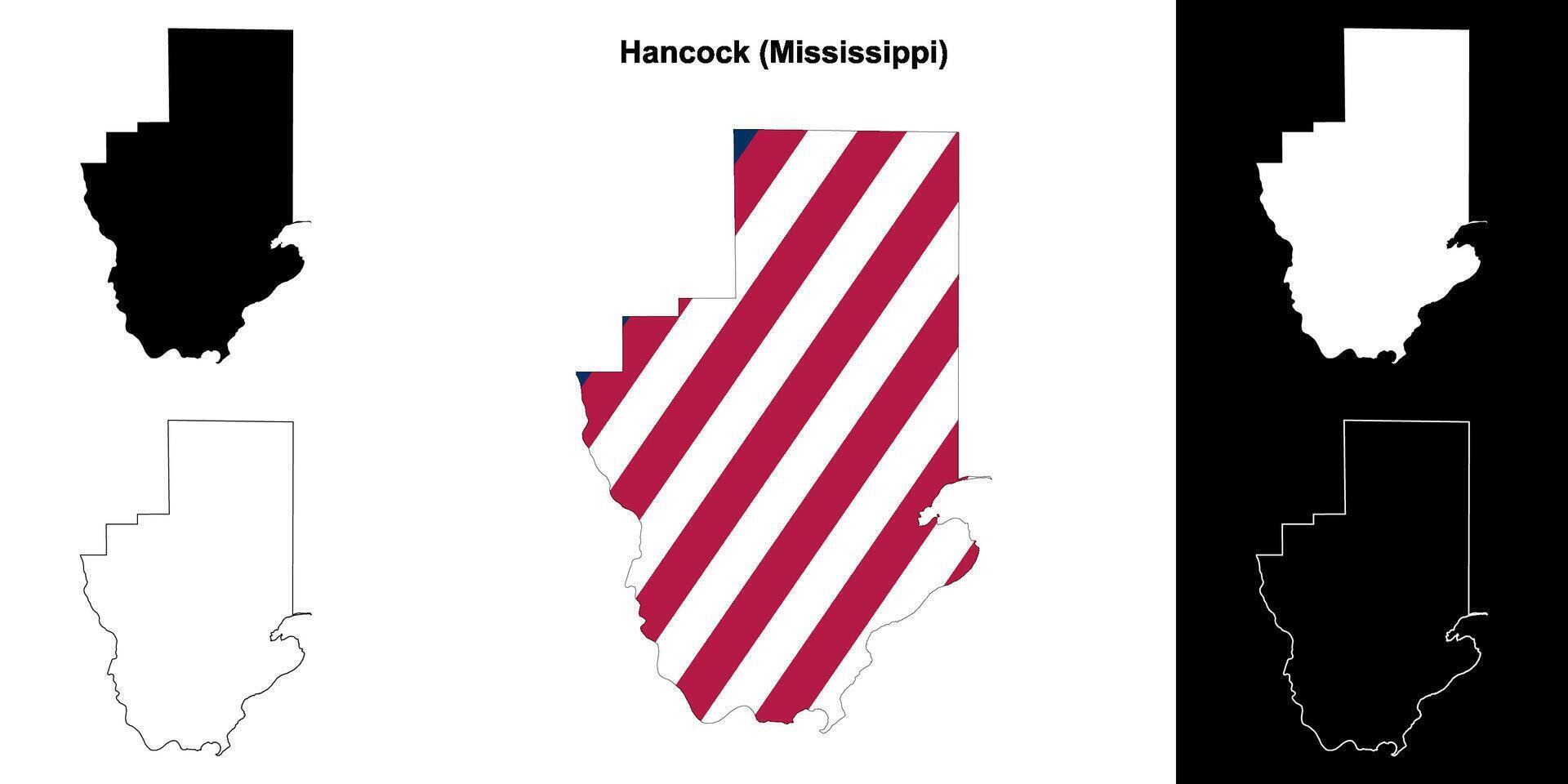 hancock condado, Mississippi esboço mapa conjunto vetor