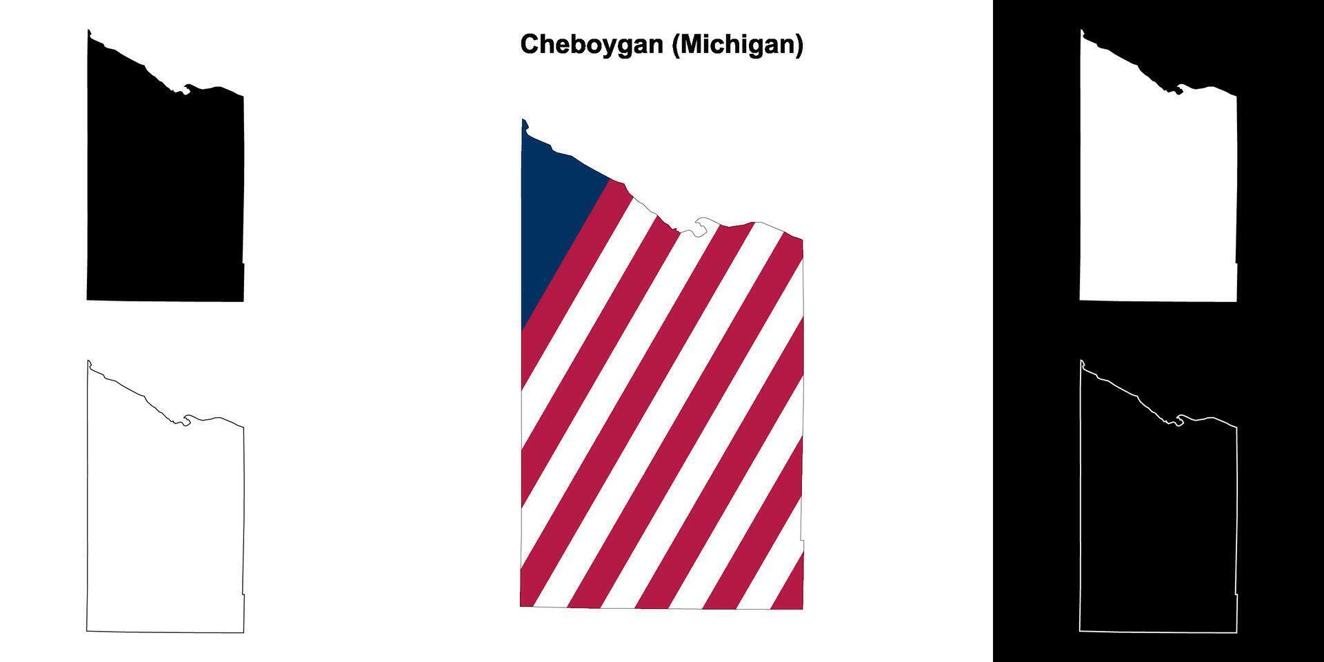 cheboygan condado, Michigan esboço mapa conjunto vetor