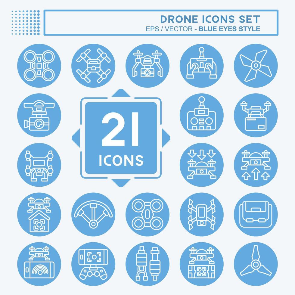 ícone conjunto drone. relacionado para tecnologia símbolo. azul olhos estilo. simples Projeto ilustração vetor