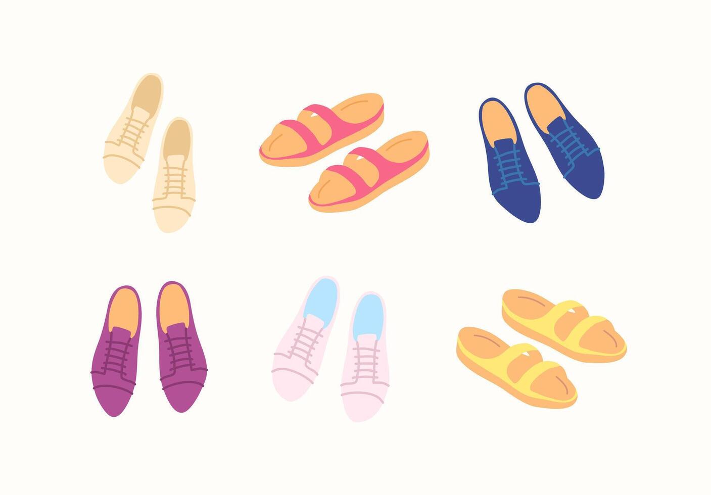 desenho animado cor diferente tipo roupas masculino sapatos conjunto vetor