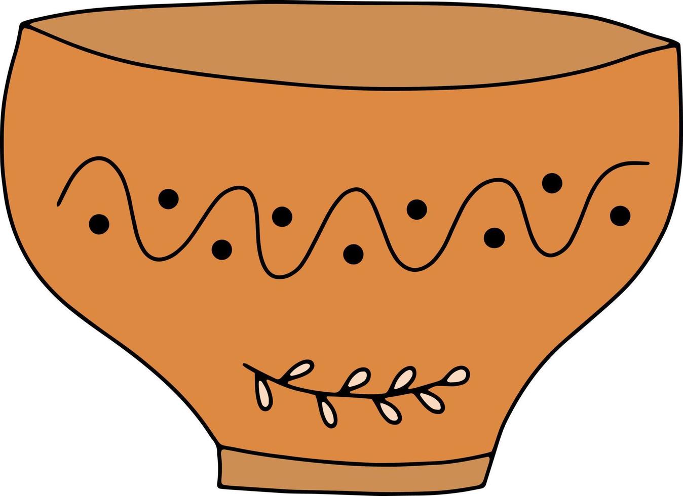 ilustração vetorial com coloridos utensílios de cozinha de cerâmica feitos à mão. artigos de cozinha de cerâmica com design de ornamento da natureza. cerâmica artesanal vetor