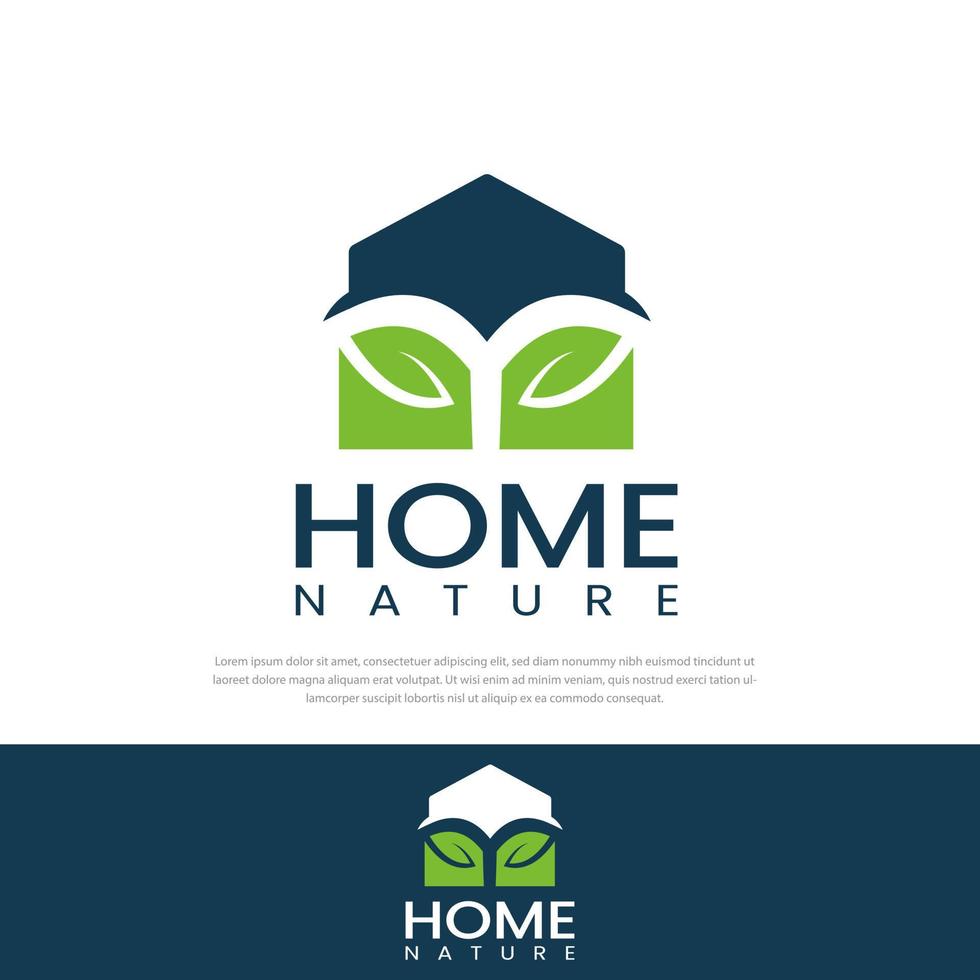 o logotipo da casa verde, telhado azul, pode ser usado como um símbolo, identidade da marca, logotipo da sua empresa vetor