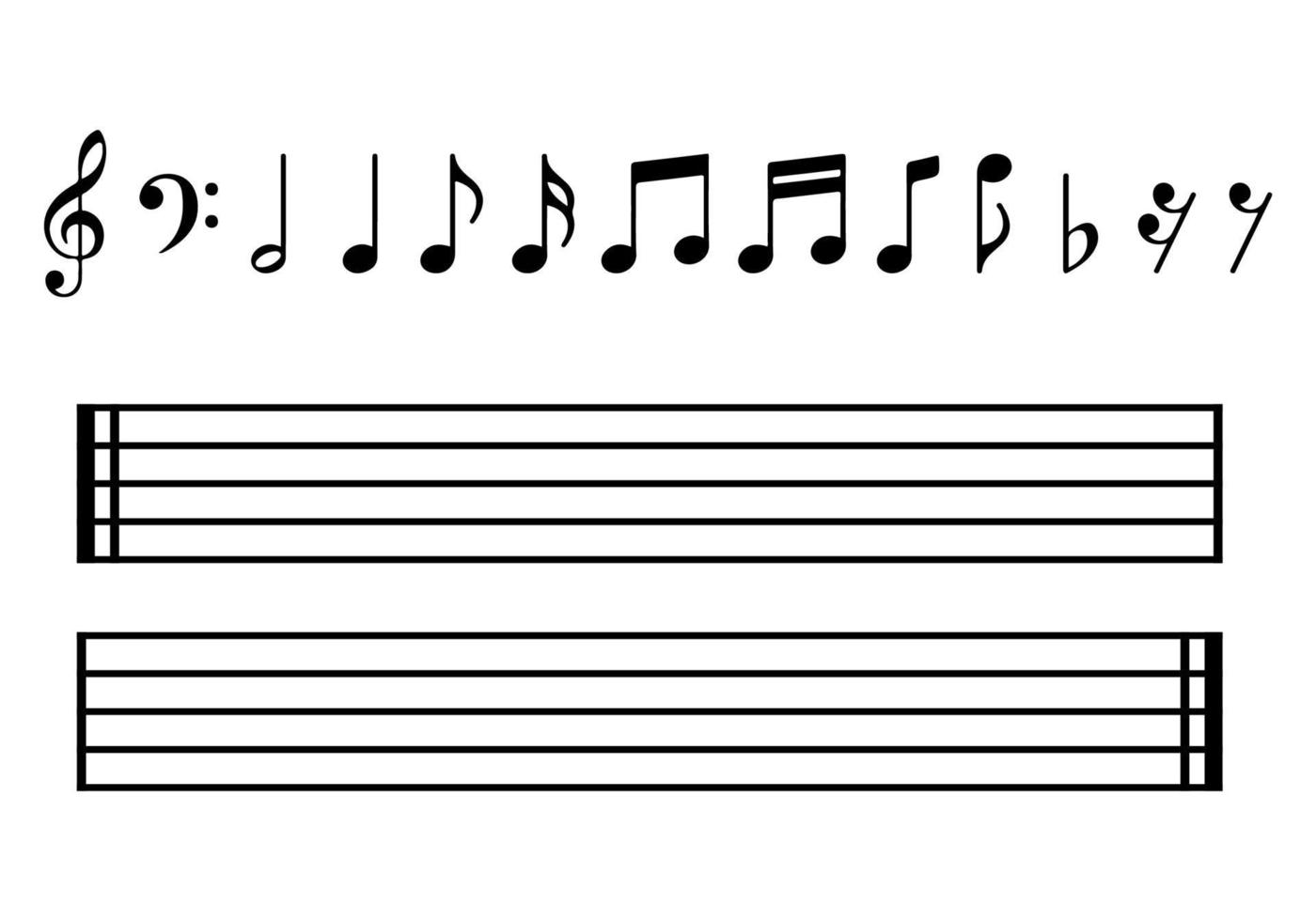 conjunto de ícones de notas musicais, ilustração vetorial vetor