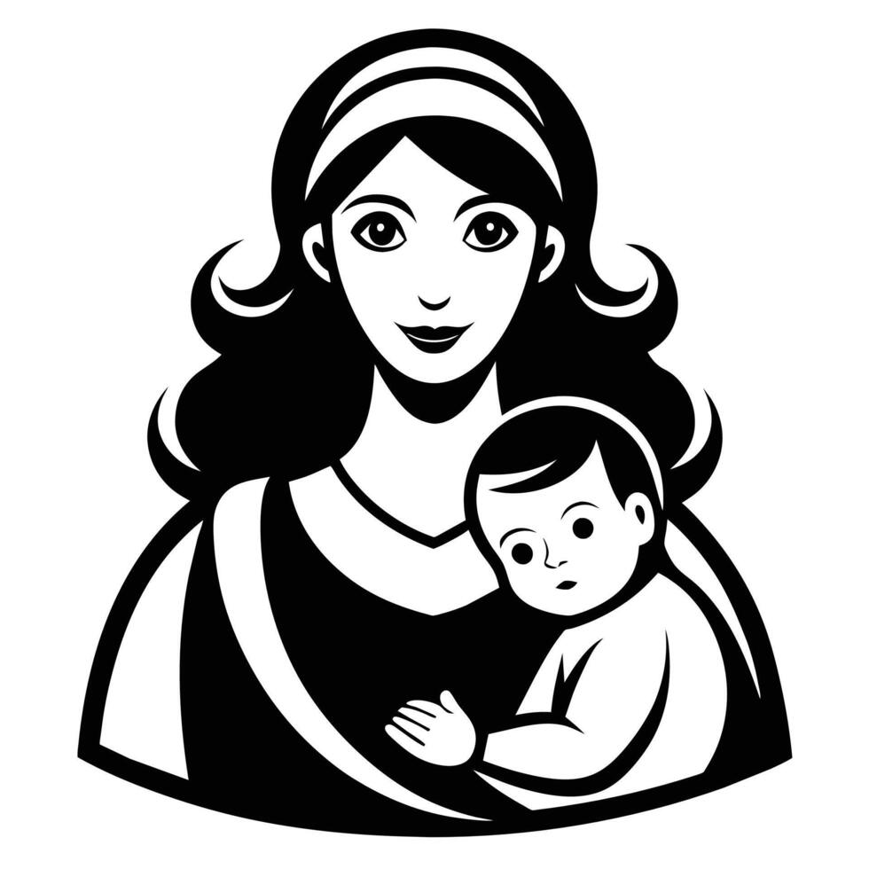 incondicional amor, mãe e bebê silhueta vetor