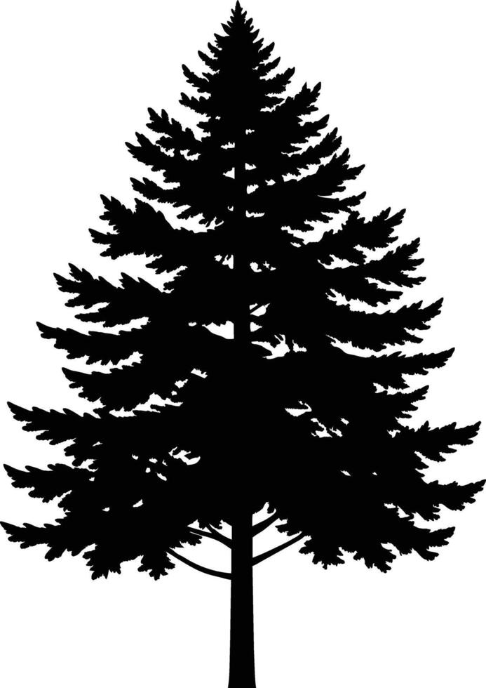 uma Preto e branco silhueta do uma pinho árvore vetor