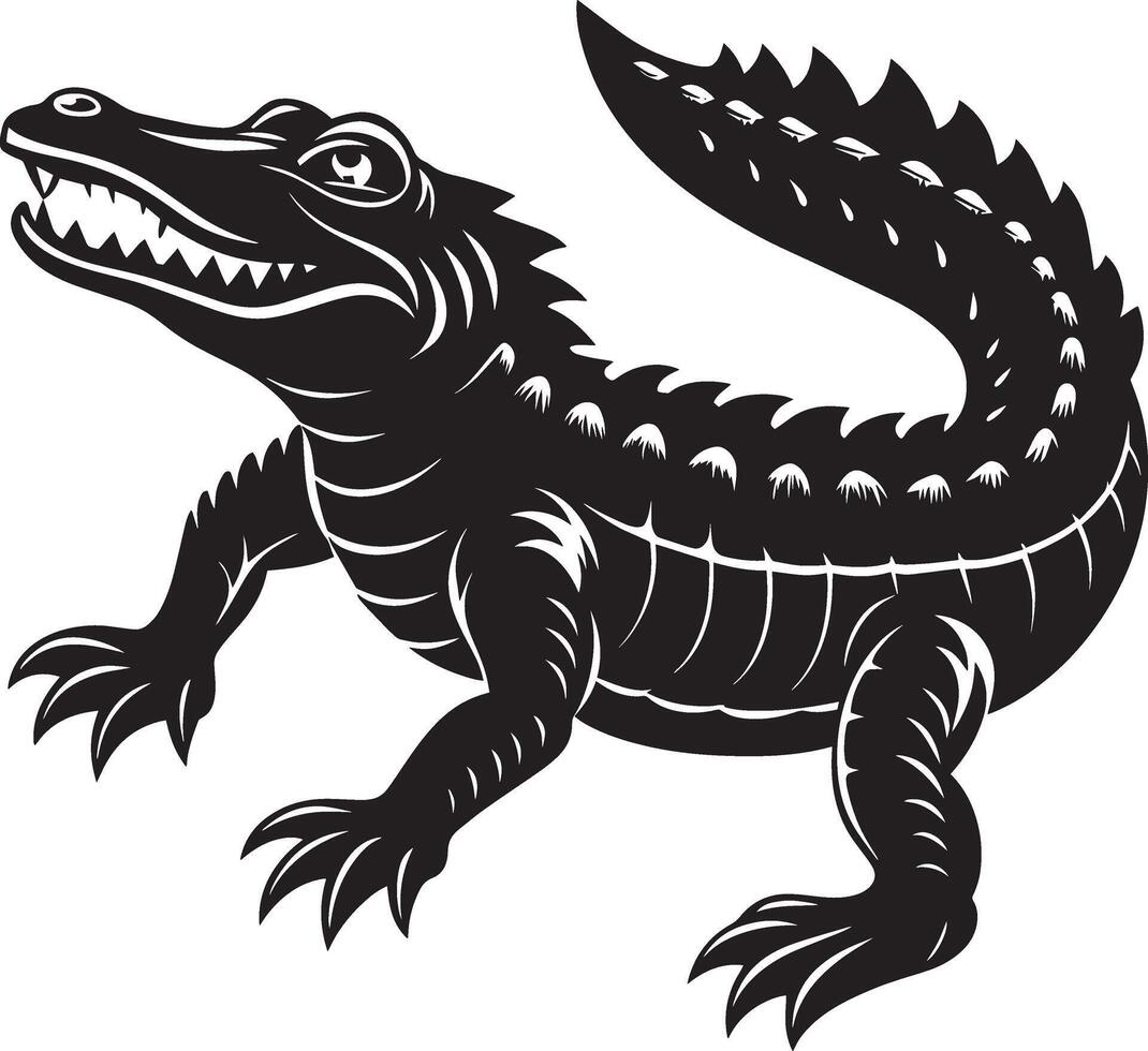 crocodilo - Preto e branco ilustração isolado em branco fundo vetor