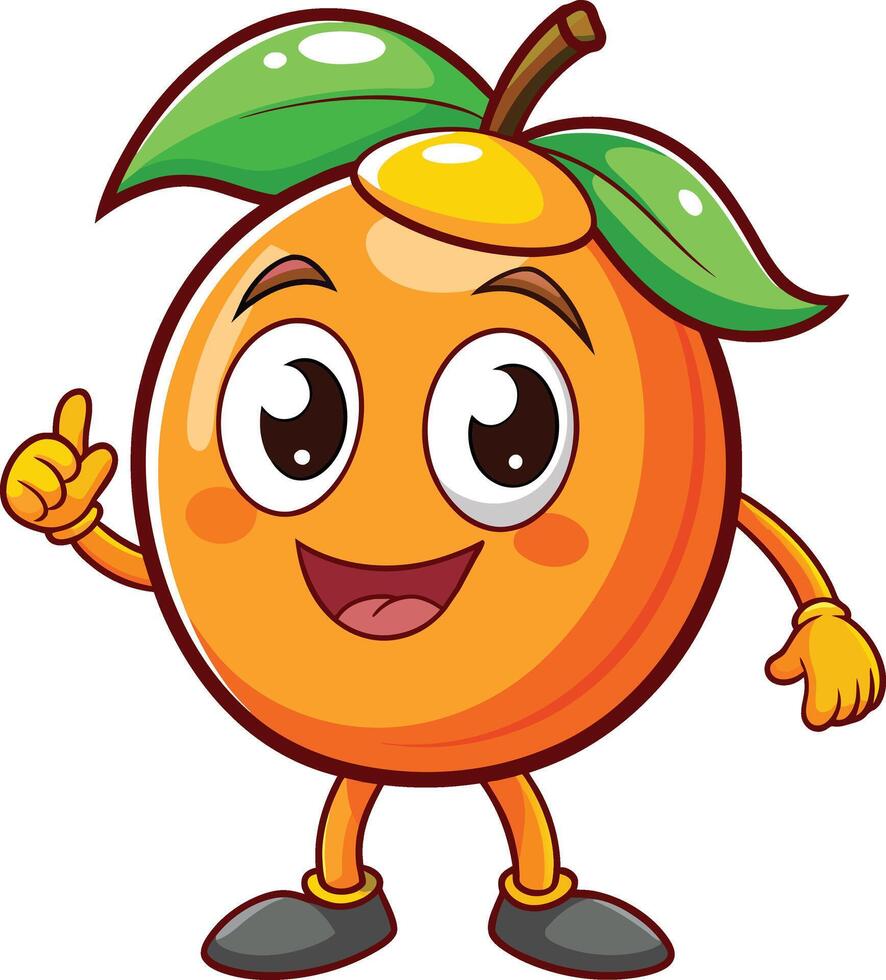 desenho animado personagem do laranja fruta isolado em branco fundo ilustração. vetor