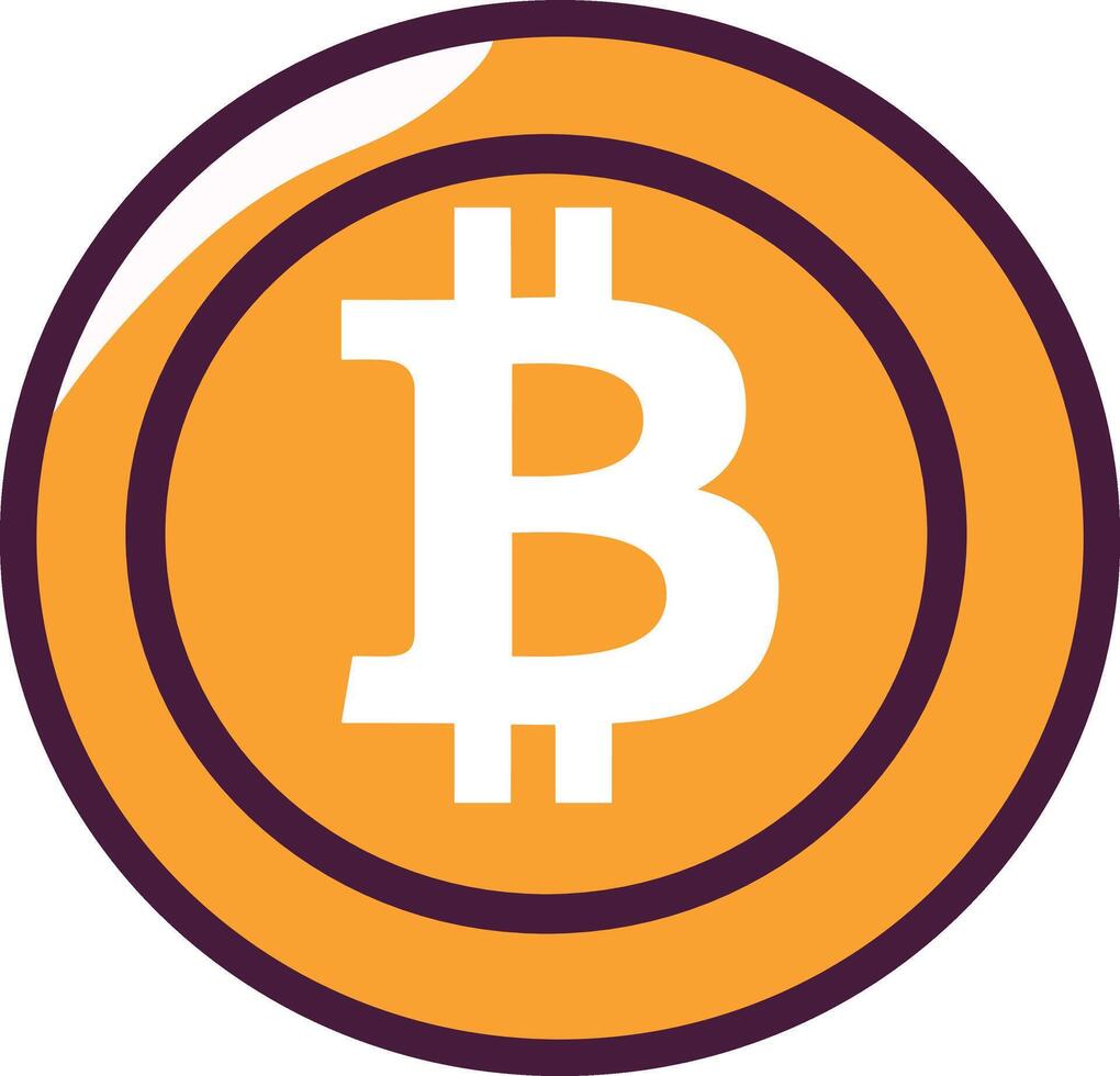 bitcoin, moeda simples desenho, btc criptomoeda para designers vetor