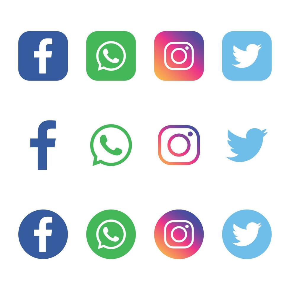 mídia social definir vetor de ícone