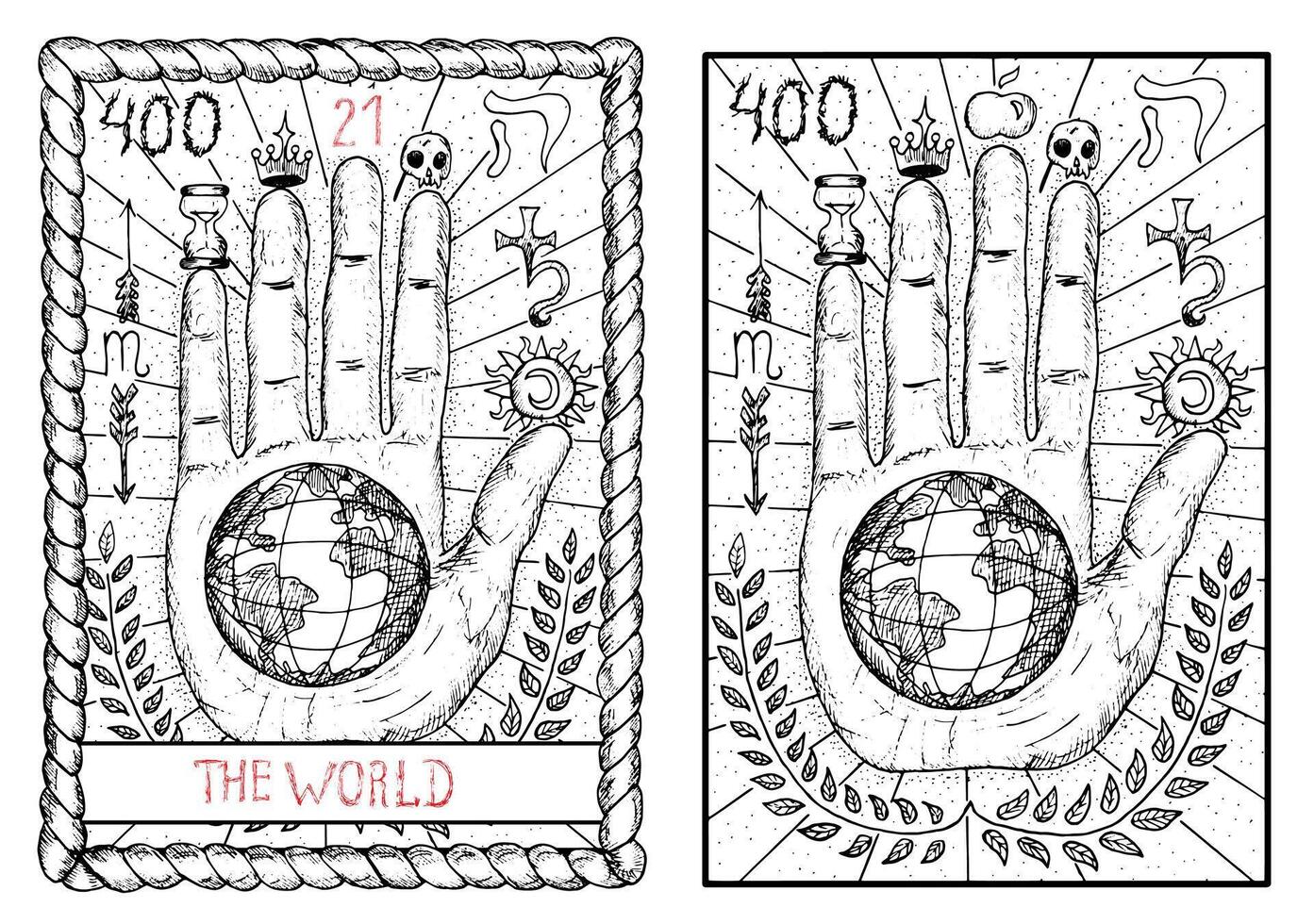 a tarot cartão, mão desenhado gravado ilustração, místico e esotérico conceito vetor