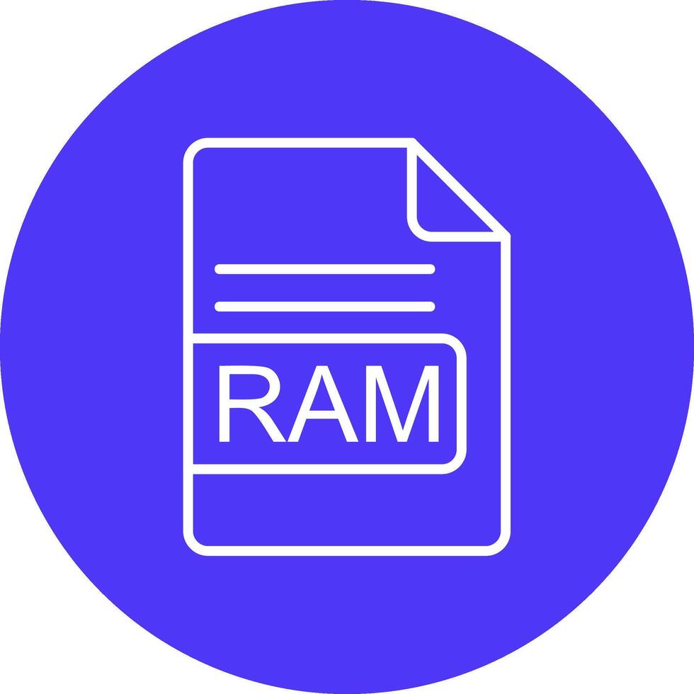 RAM Arquivo formato linha multi círculo ícone vetor