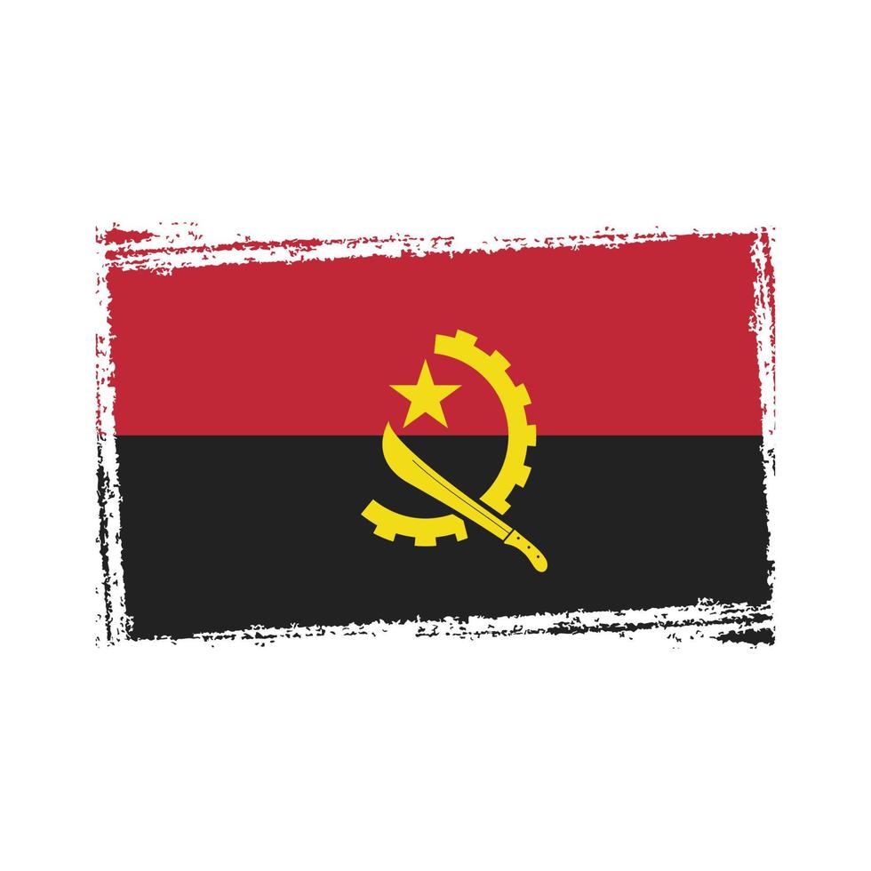 vetor de bandeira de angola com pincel aquarela