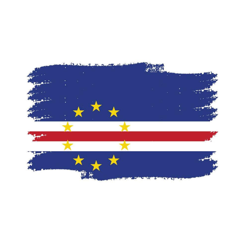 Vetor de bandeira de cabo verde com pincel estilo aquarela