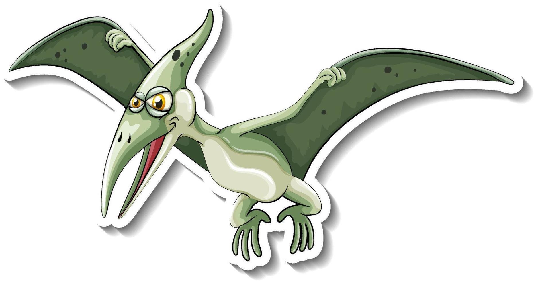 Adesivo de personagem de desenho animado de dinossauro pteranodon vetor