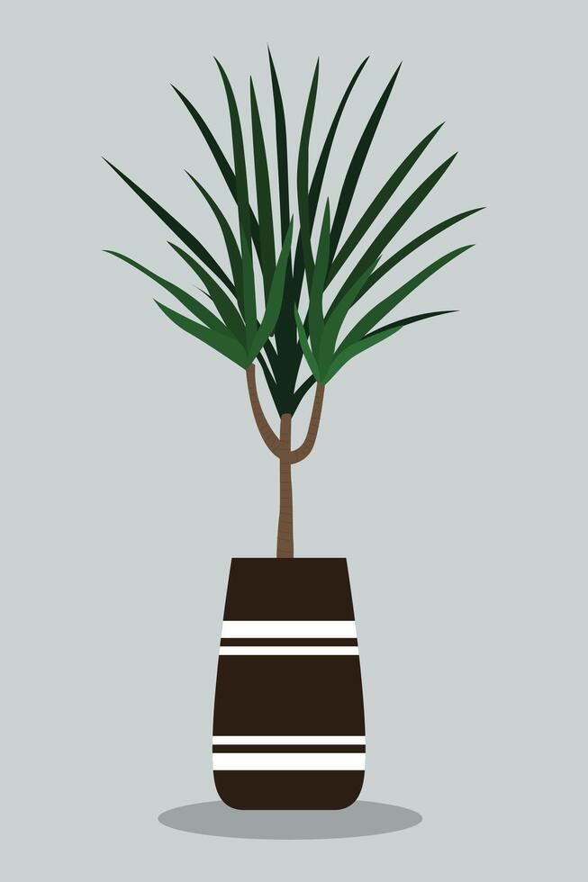 plantas dentro panelas com aguçado folhas. com uma avião fundo. minimalista casa decoração. vetor