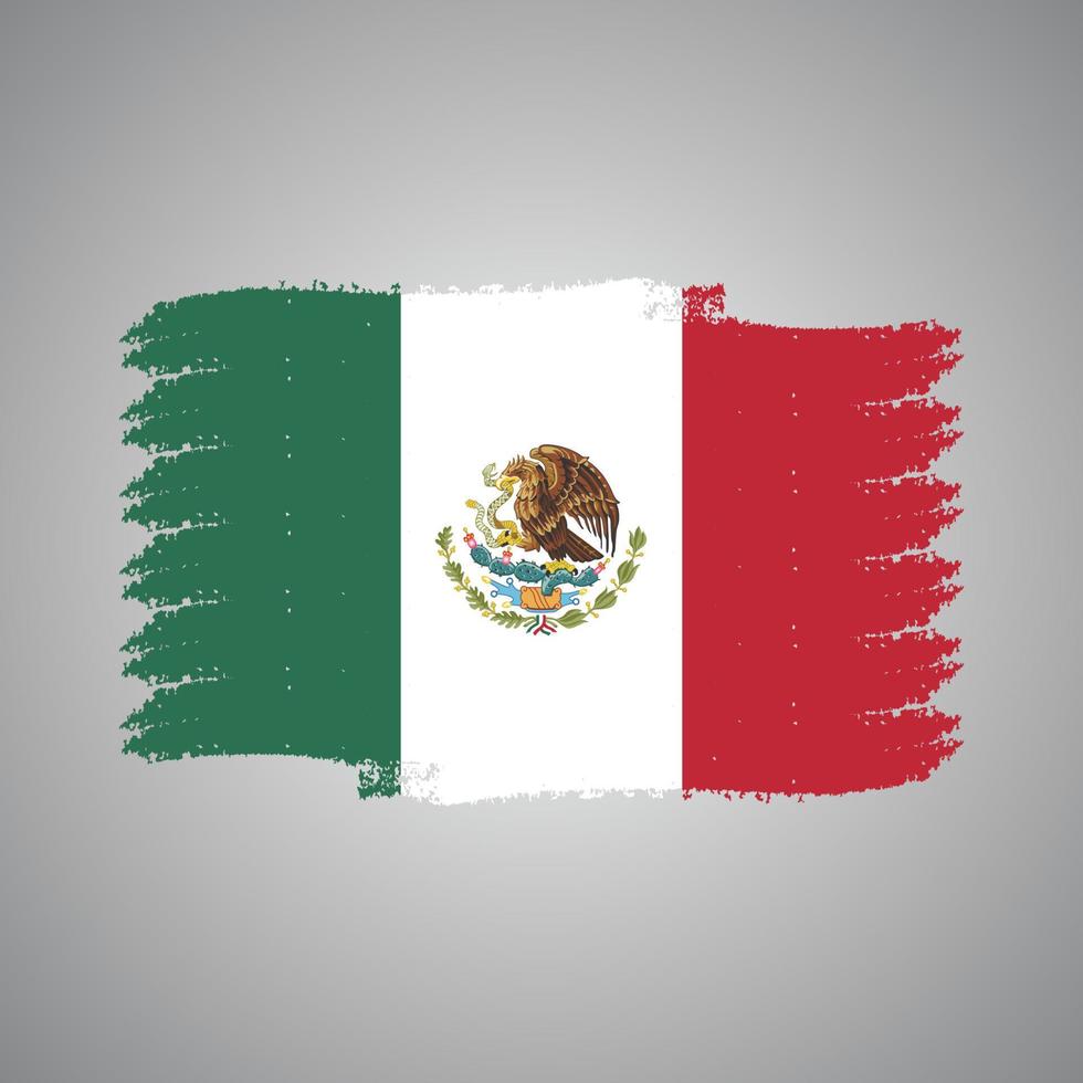 vetor da bandeira do méxico com pincel aquarela