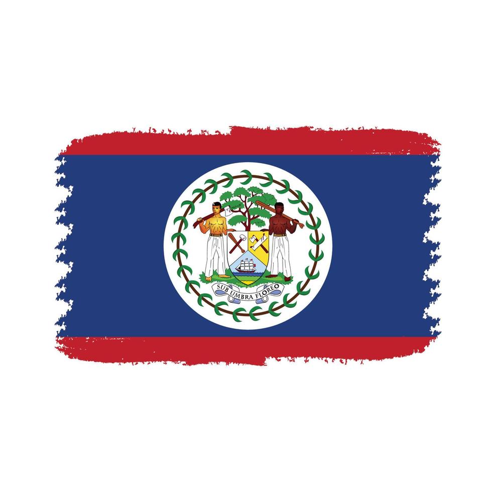 Vetor de bandeira de belize com pincel estilo aquarela