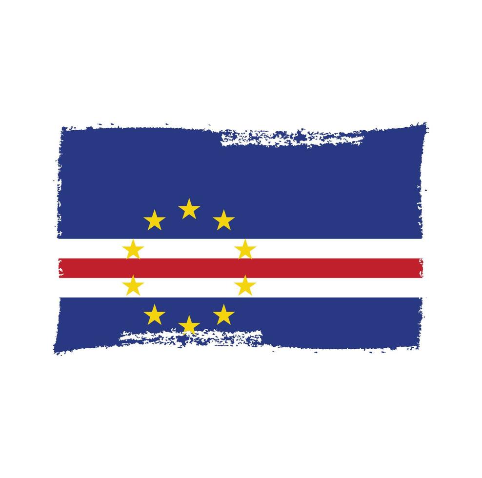 Vetor de bandeira de cabo verde com pincel estilo aquarela