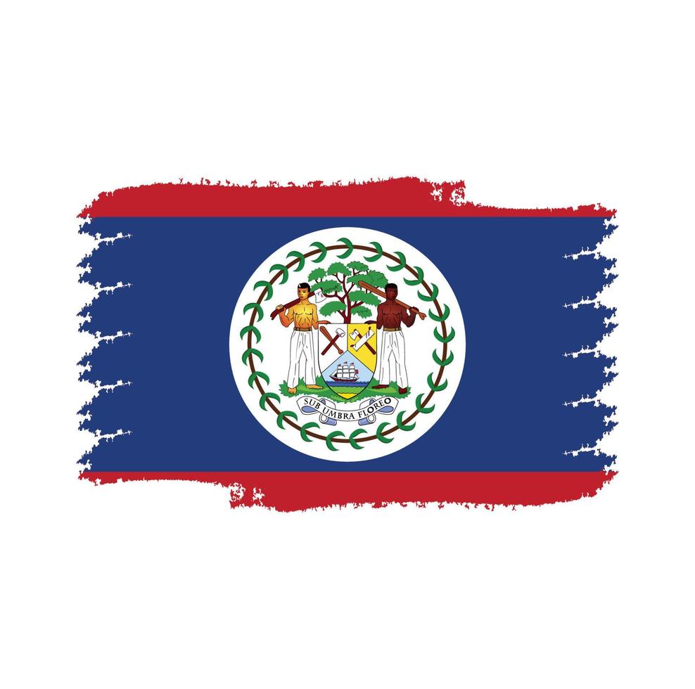 Vetor de bandeira de belize com pincel estilo aquarela