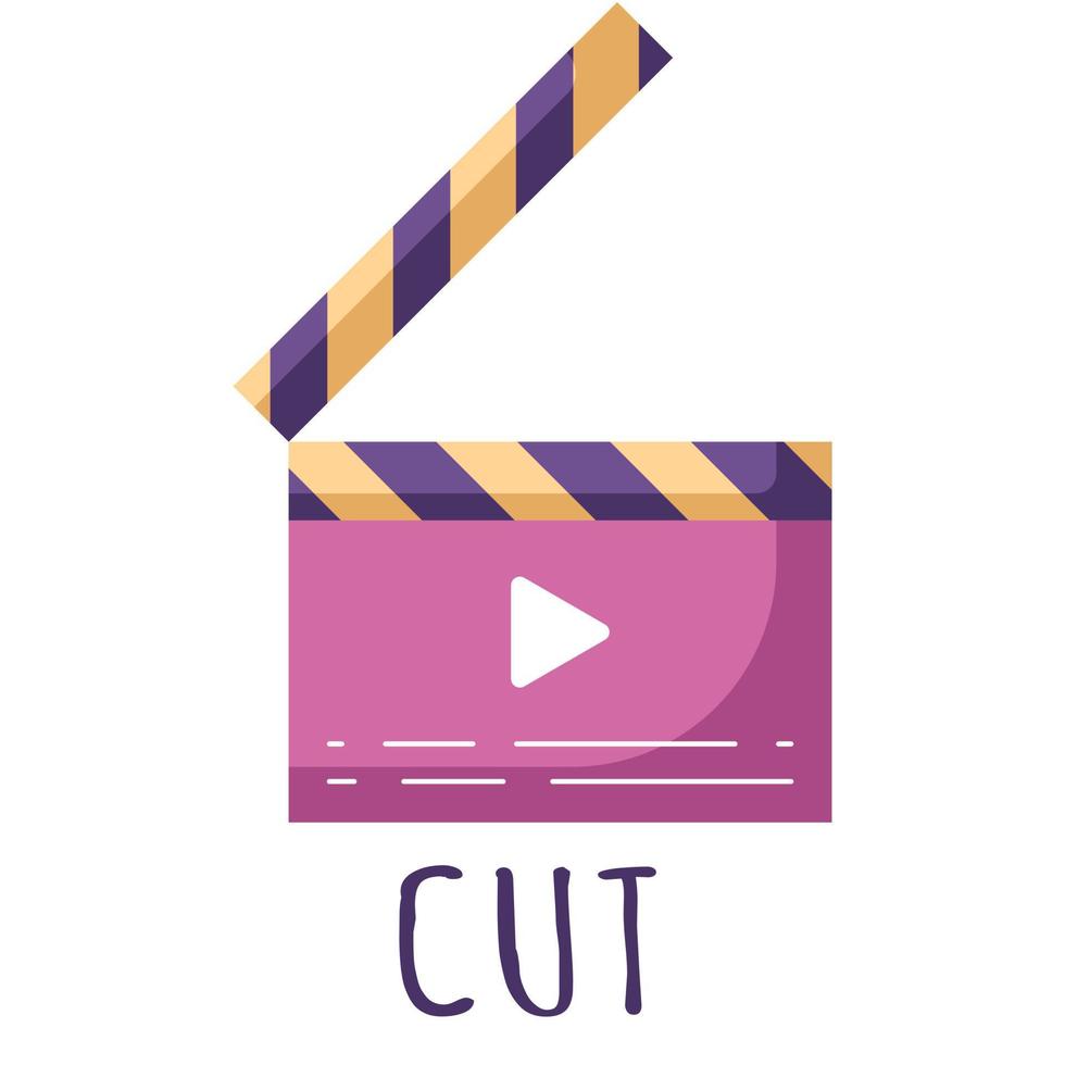 ícone de claquete cinematográfico em um estilo simples, isolado em um fundo branco. vetor
