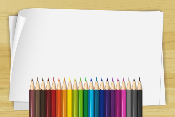 Livro Branco e muitos lápis de cor vetor