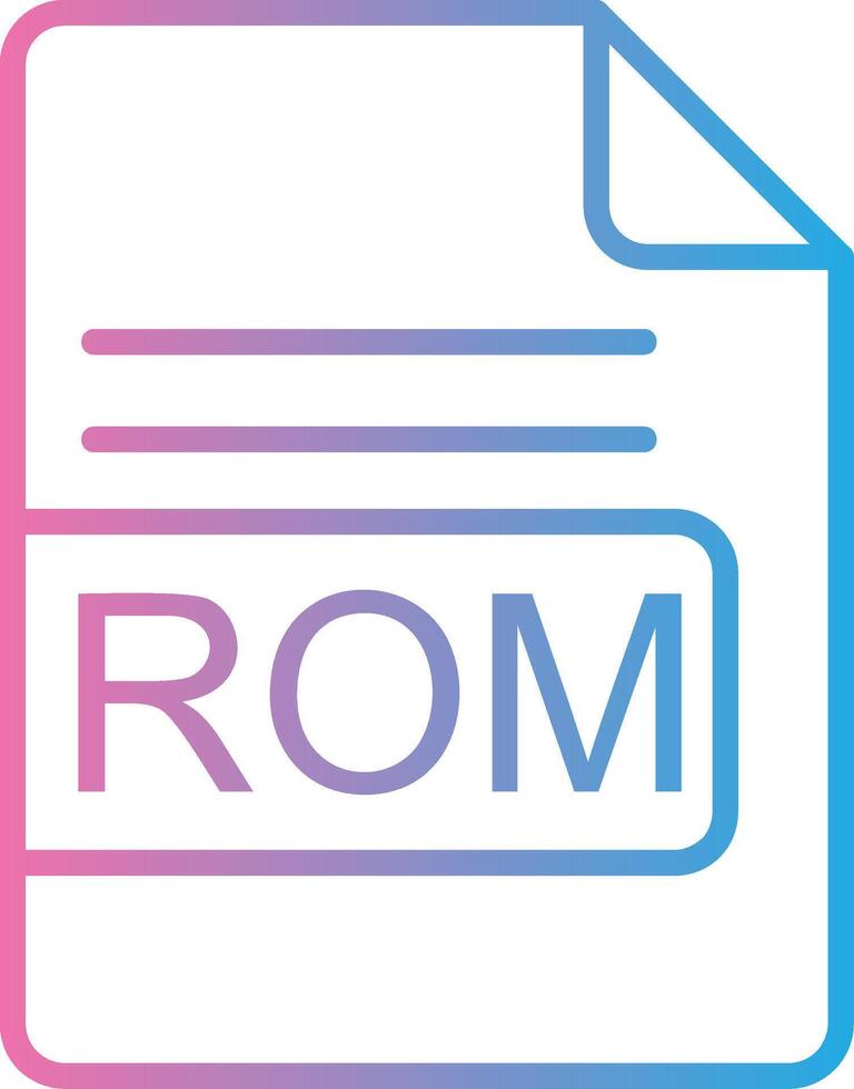 ROM Arquivo formato linha gradiente ícone Projeto vetor