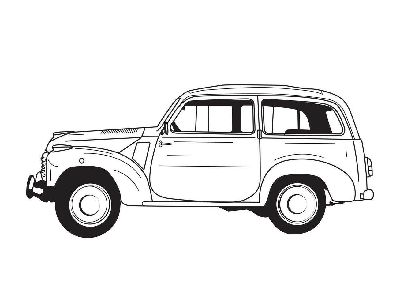Esportes carro arte ilustração dentro Preto e branco estilo isolado em fundo vetor