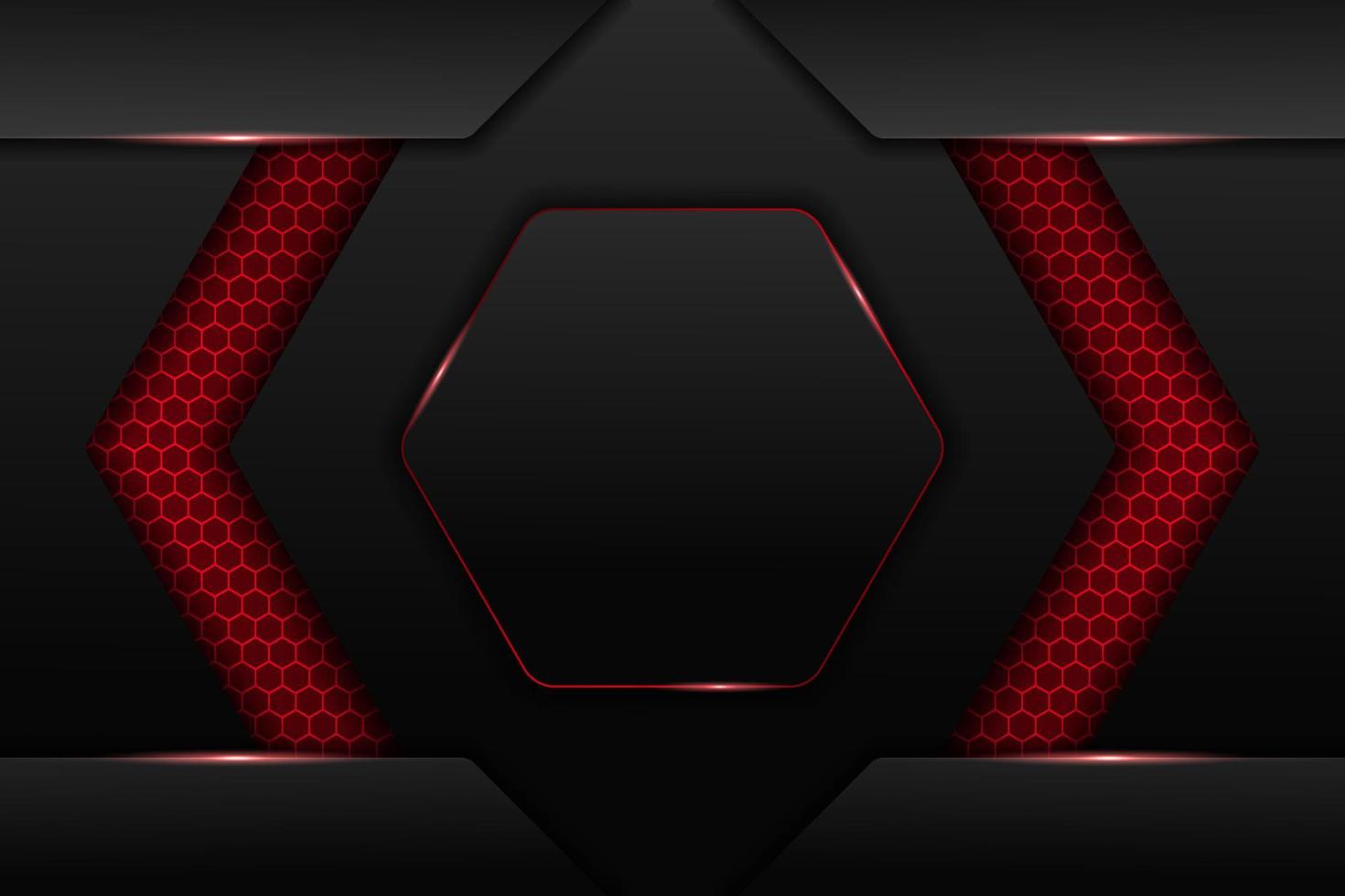 tecnologia moderna fundo metálico hexágono 3d futurista brilho vermelho vetor