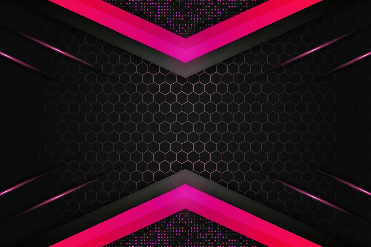 tecnologia de hexágono 3d sobreposta premium de fundo moderno brilhante gradiente rosa metálico com glitter vetor