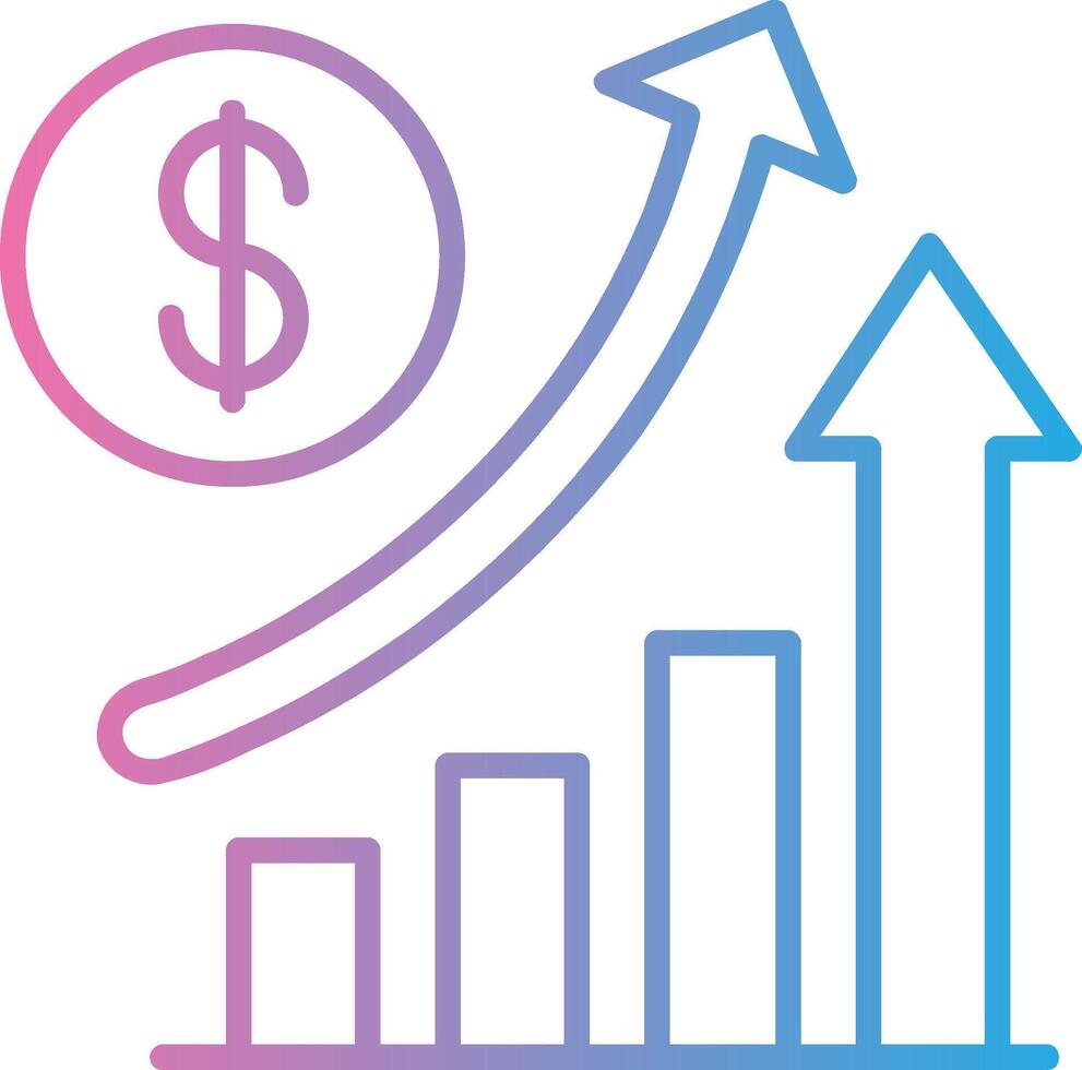 aumentar vendas linha gradiente ícone Projeto vetor