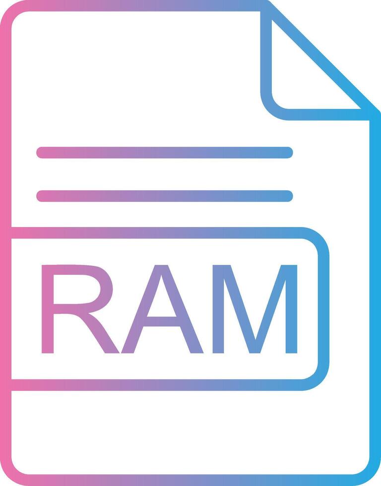 RAM Arquivo formato linha gradiente ícone Projeto vetor