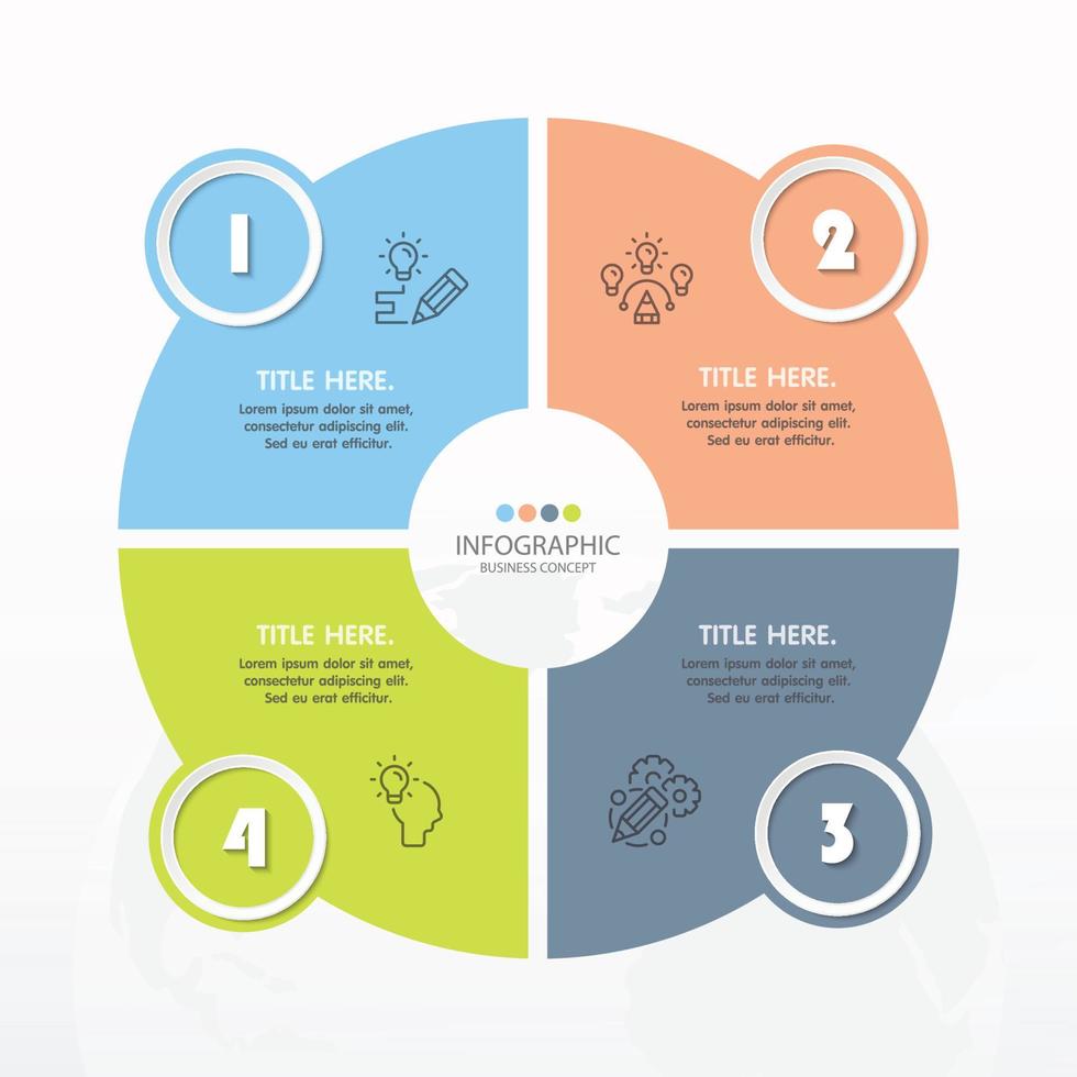 modelo de infográfico de círculo básico com 4 etapas. vetor