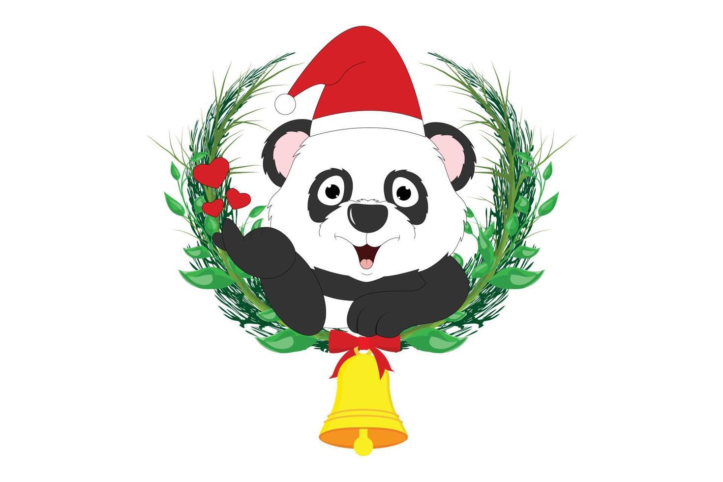 desenho de animal panda fofo no natal vetor