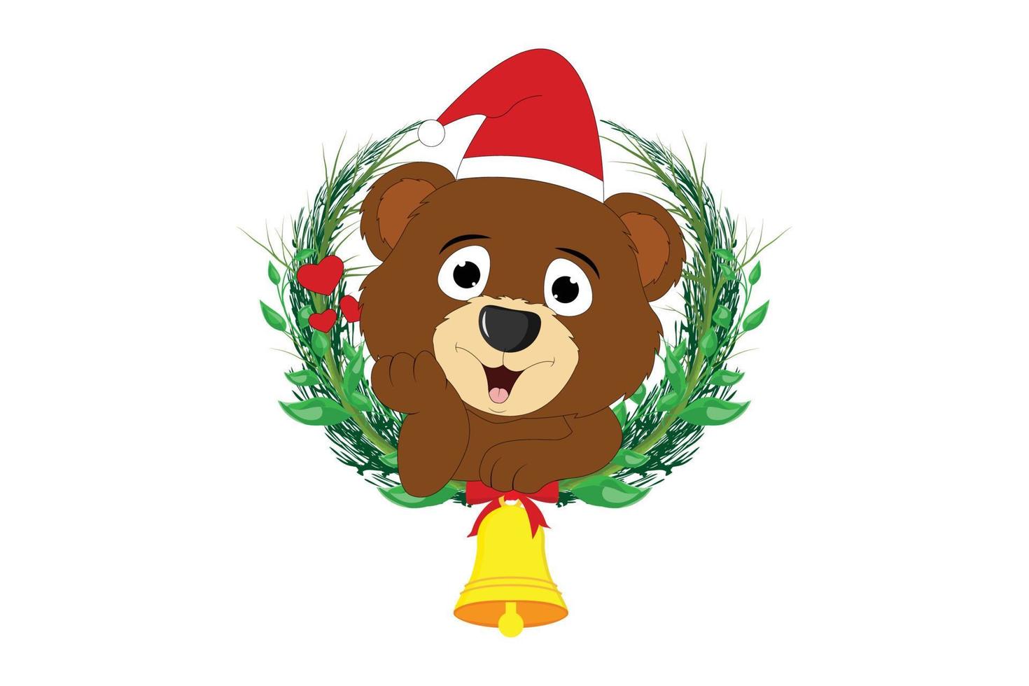 desenho de animal urso fofo no natal vetor